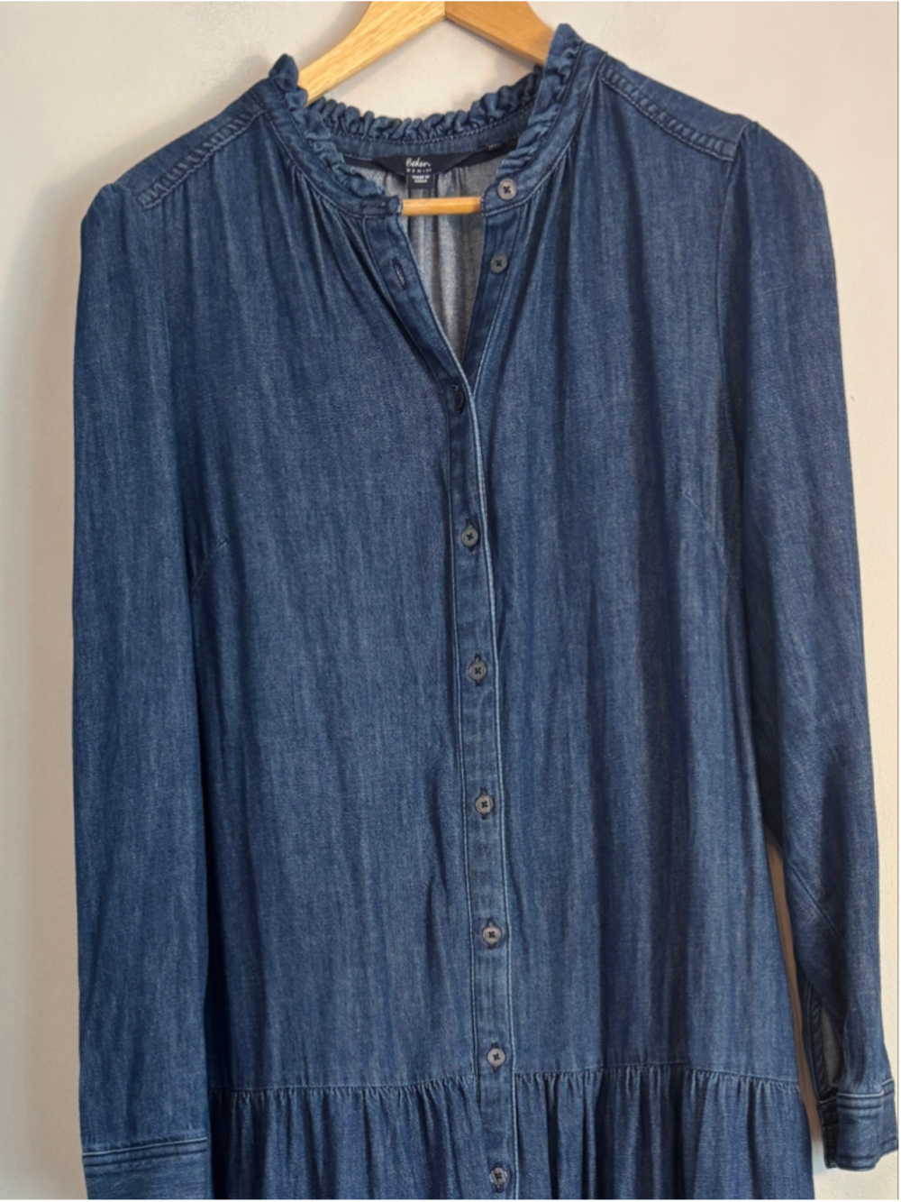 Boden Ellen Tiered Shirt Dress in Classic Mid-Vintage Denim Wash Southwestern - Picture 2 of 11